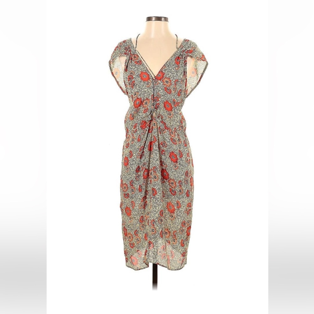 Isabel Marant Floral Midi Dress - Red and Blue